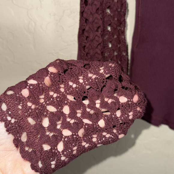 Free people embroidered long sleeve Clemente Mixed Media Stretch Cotton Top - Picture 7 of 8